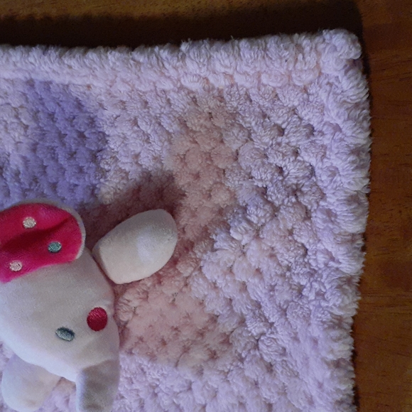 Okie Dokie Elephant Baby Blanket Pink Polka Dots Textured Plush Security Lovey - Picture 4 of 10